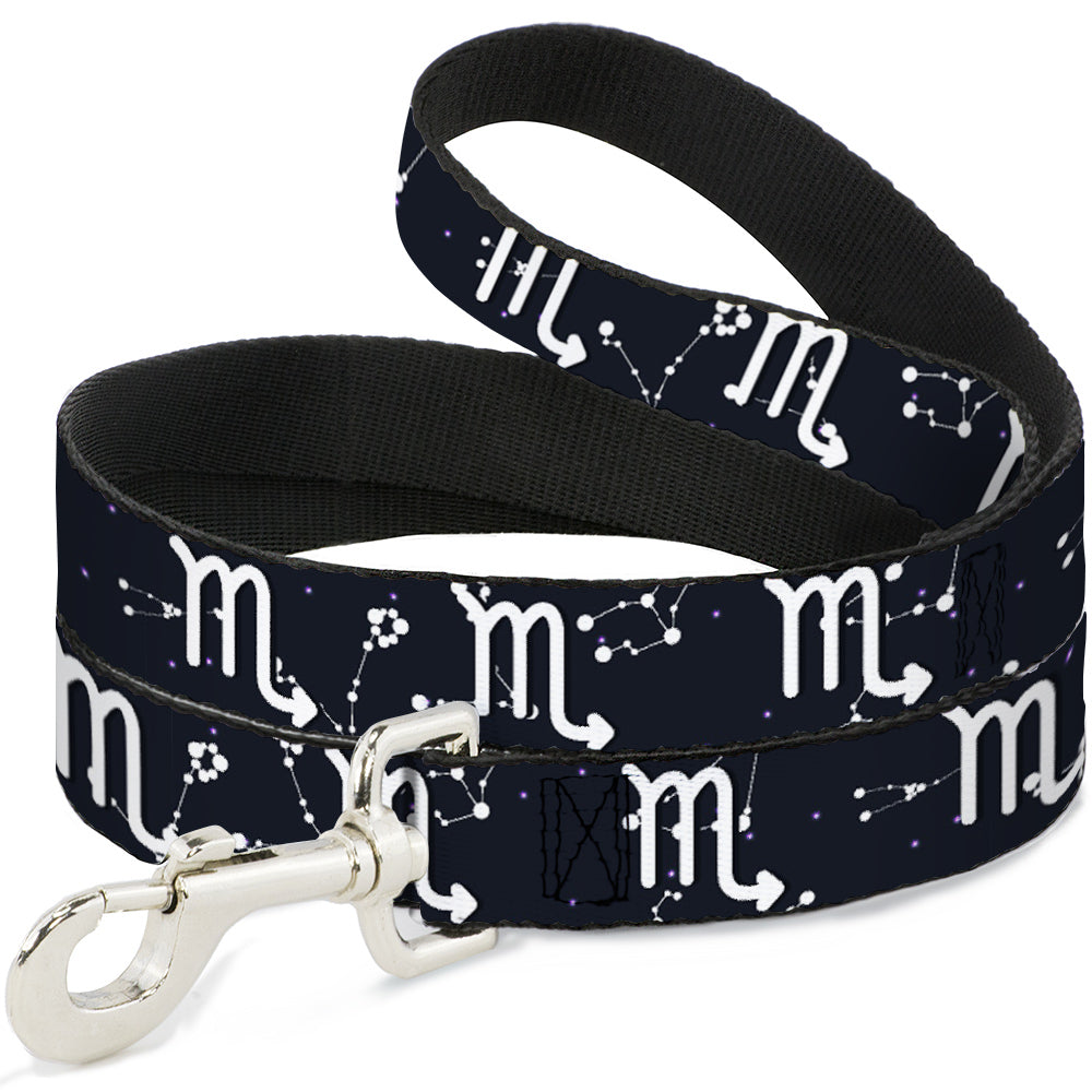 Dog Leash - Zodiac Scorpio Symbol/Constellations Black/White Dog Leashes Buckle-Down