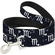 Dog Leash - Zodiac Scorpio Symbol/Constellations Black/White Dog Leashes Buckle-Down
