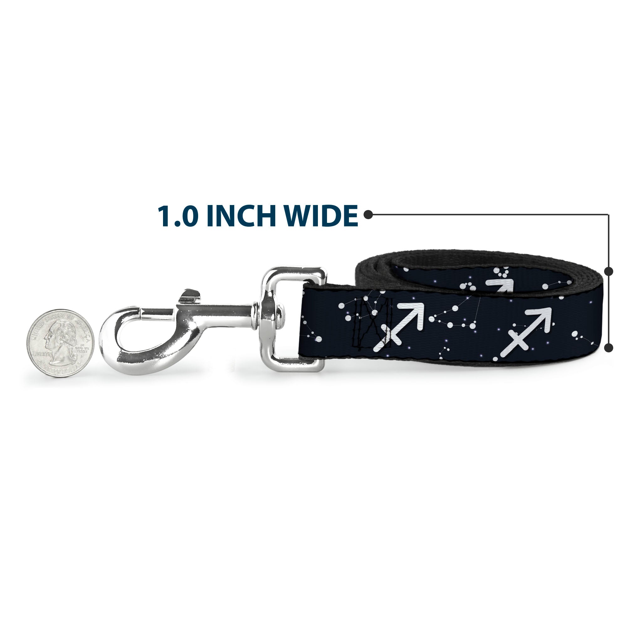 Dog Leash - Zodiac Sagittarius Symbol/Constellations Black/White Dog Leashes Buckle-Down