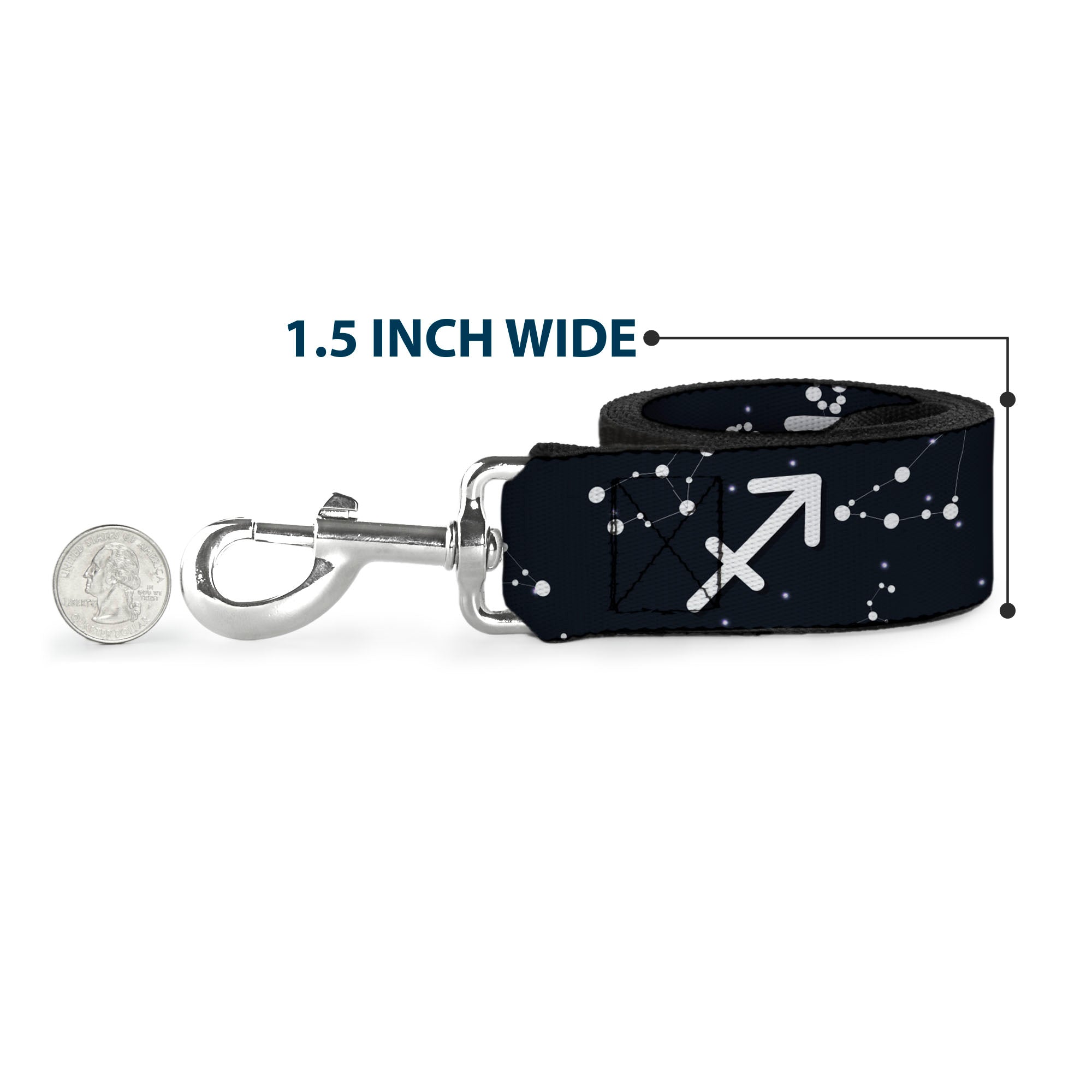 Dog Leash - Zodiac Sagittarius Symbol/Constellations Black/White Dog Leashes Buckle-Down