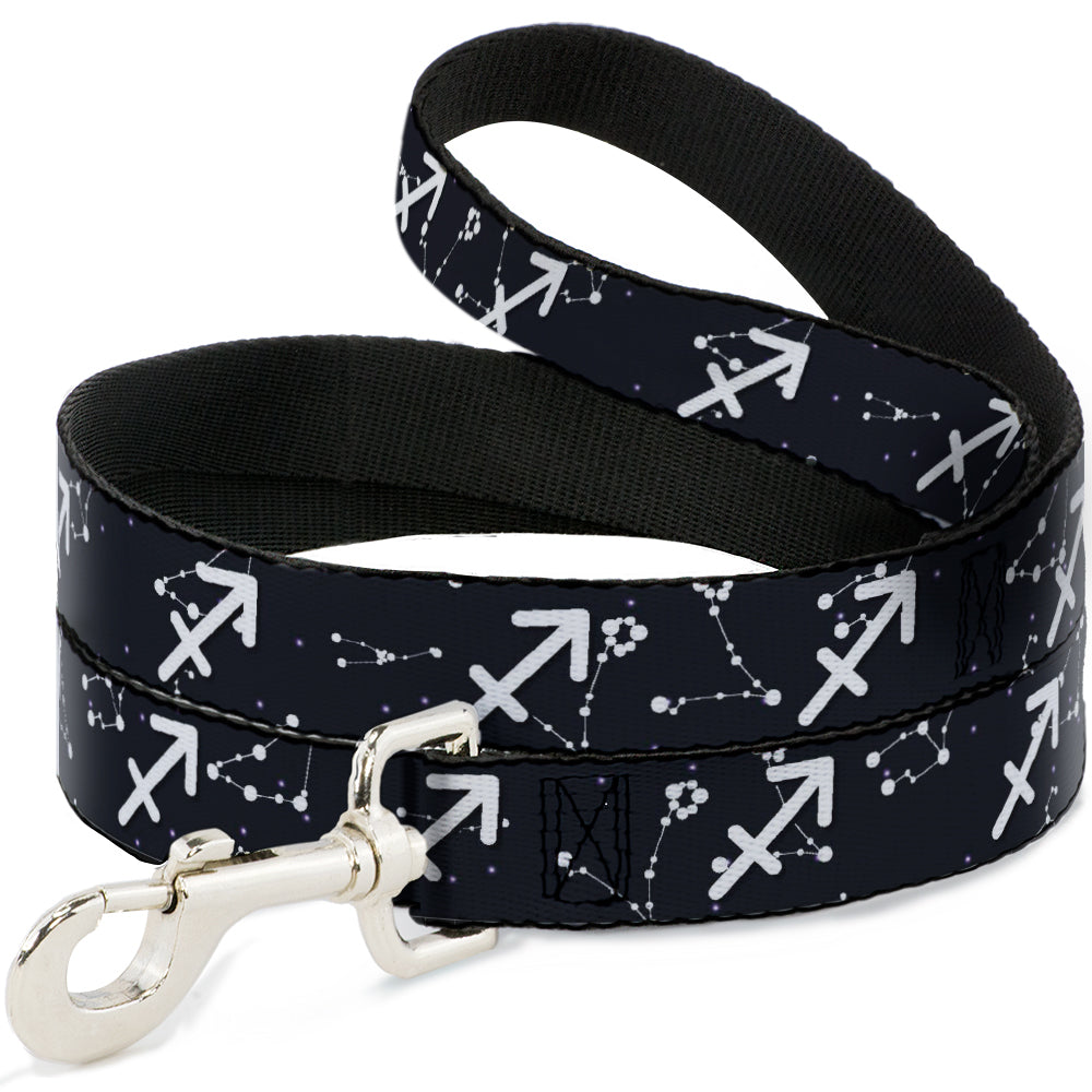 Dog Leash - Zodiac Sagittarius Symbol/Constellations Black/White Dog Leashes Buckle-Down