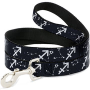 Dog Leash - Zodiac Sagittarius Symbol/Constellations Black/White Dog Leashes Buckle-Down