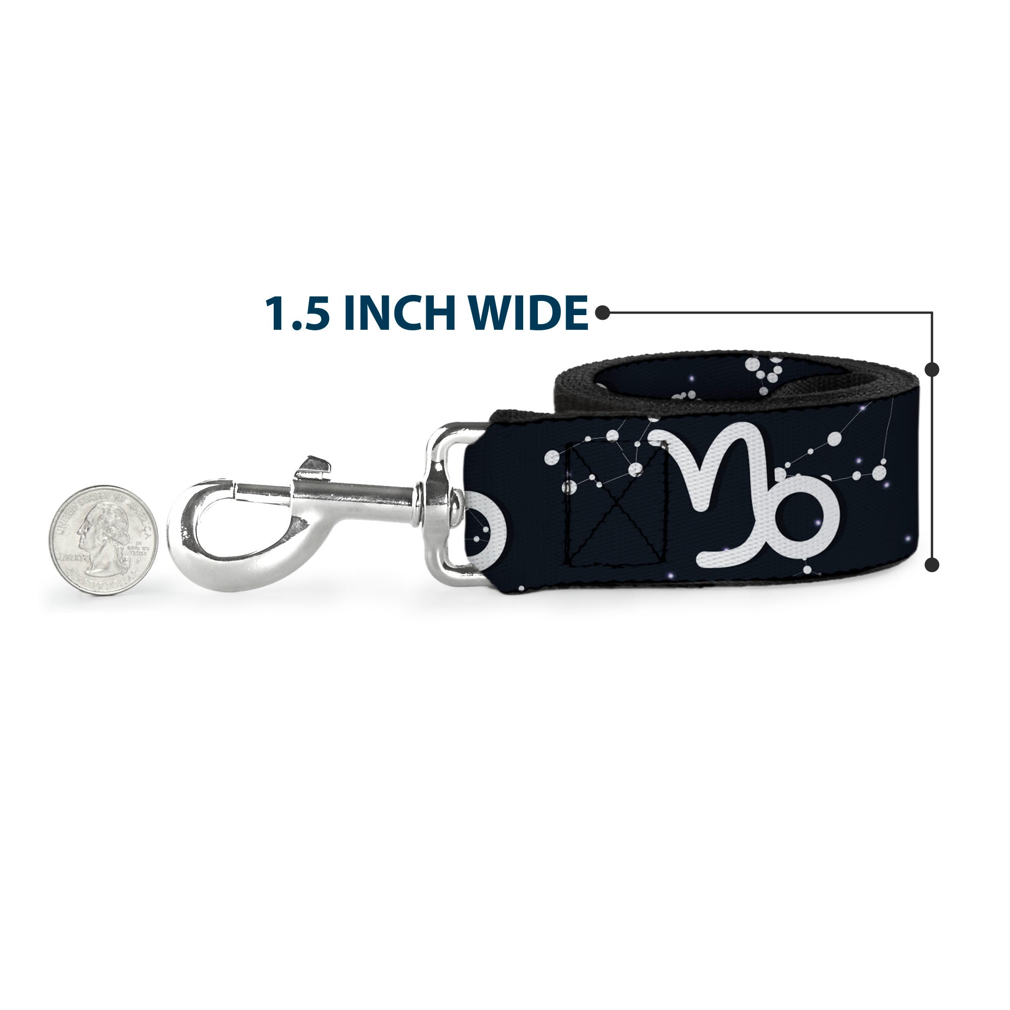 Dog Leash - Zodiac Capricorn Symbol/Constellations Black/White Dog Leashes Buckle-Down