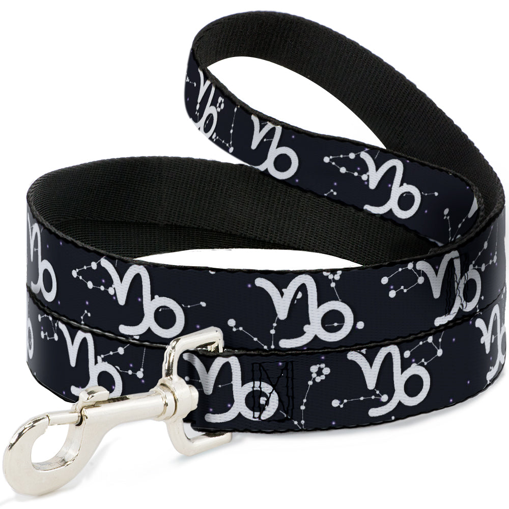 Dog Leash - Zodiac Capricorn Symbol/Constellations Black/White Dog Leashes Buckle-Down