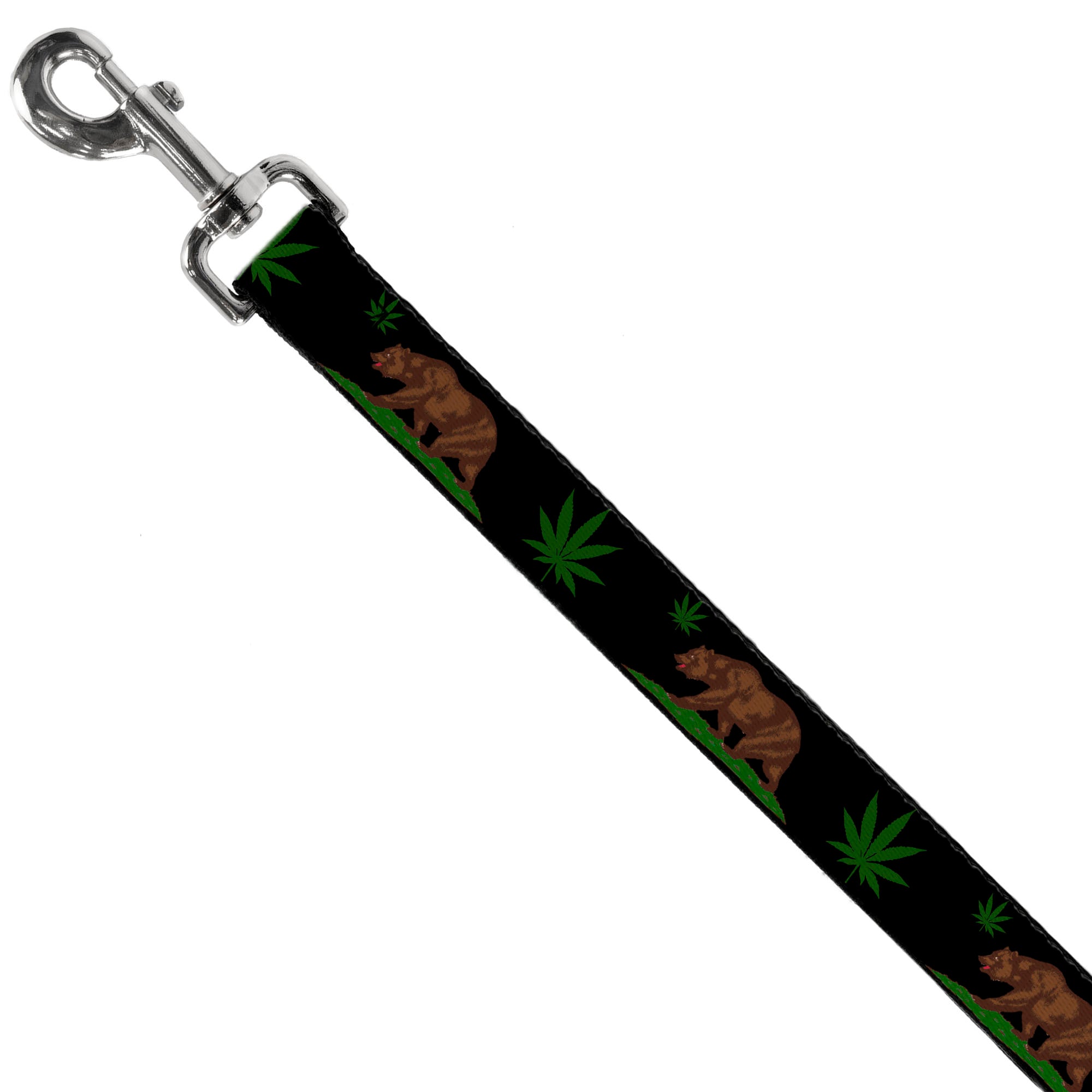 Dog Leash - Cali Bear/Pot Leaf Black/Gray/Green Dog Leashes Buckle-Down