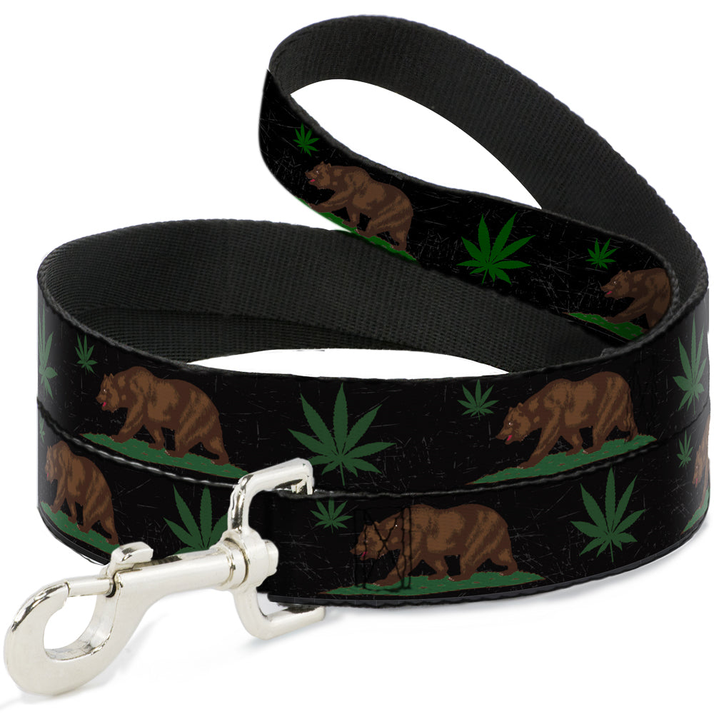Dog Leash - Cali Bear/Pot Leaf Black/Gray/Green Dog Leashes Buckle-Down