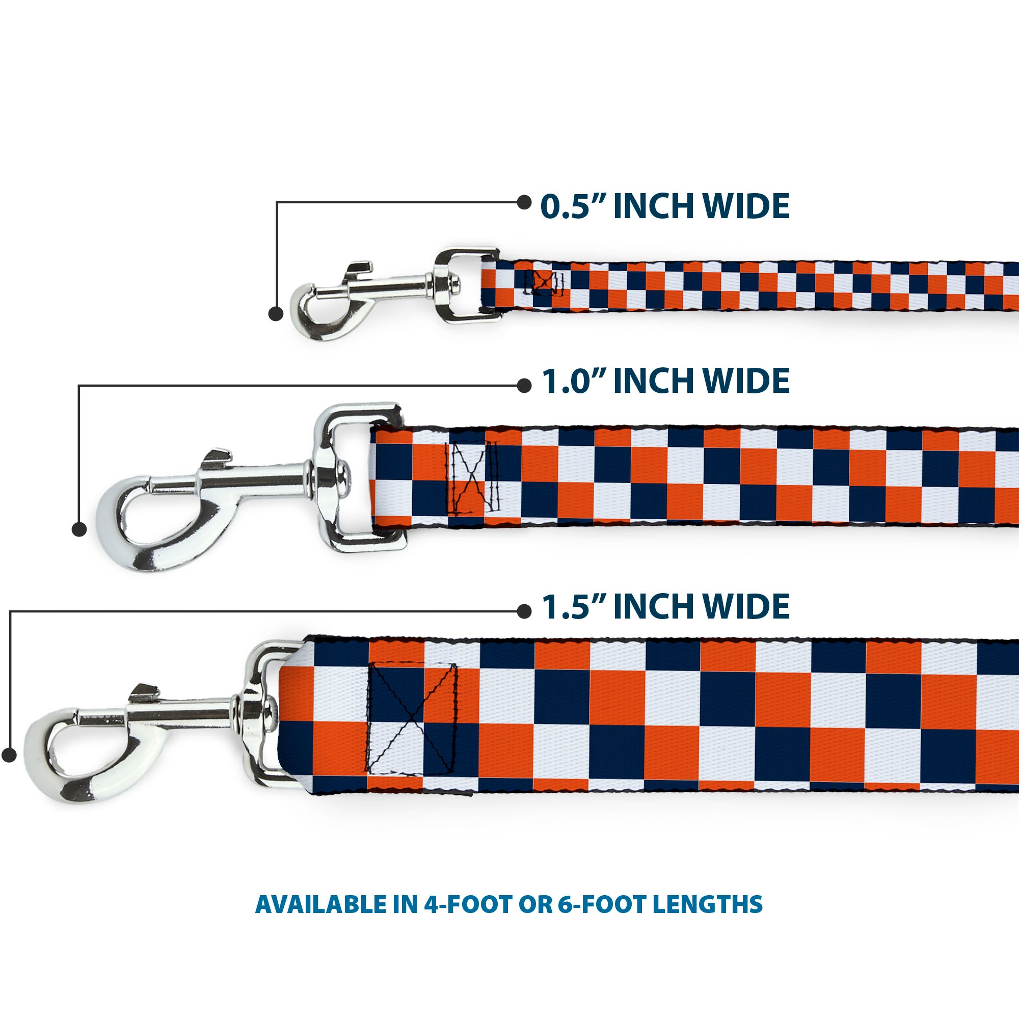 Dog Leash - Checker Navy/Orange/White Dog Leashes Buckle-Down