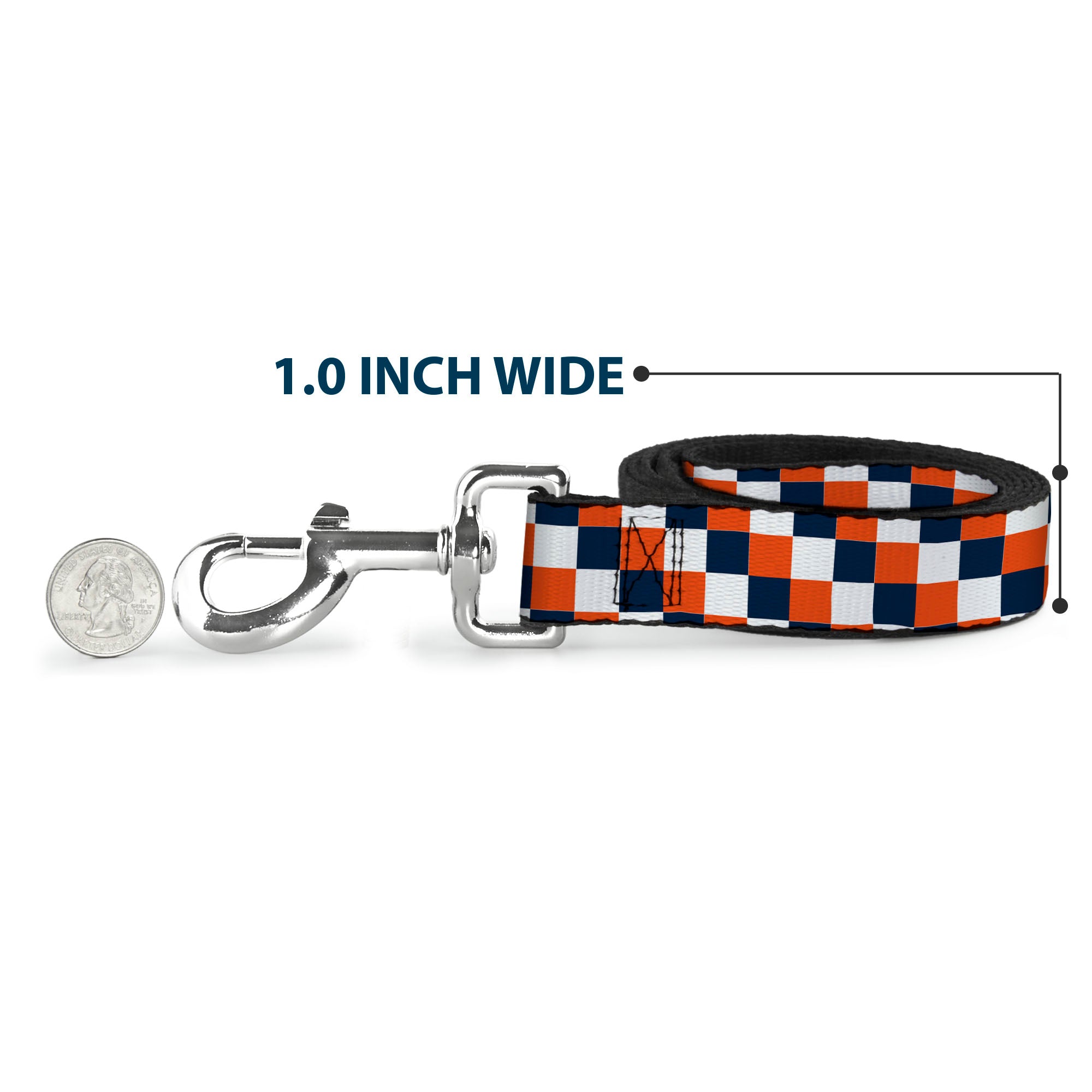 Dog Leash - Checker Navy/Orange/White Dog Leashes Buckle-Down
