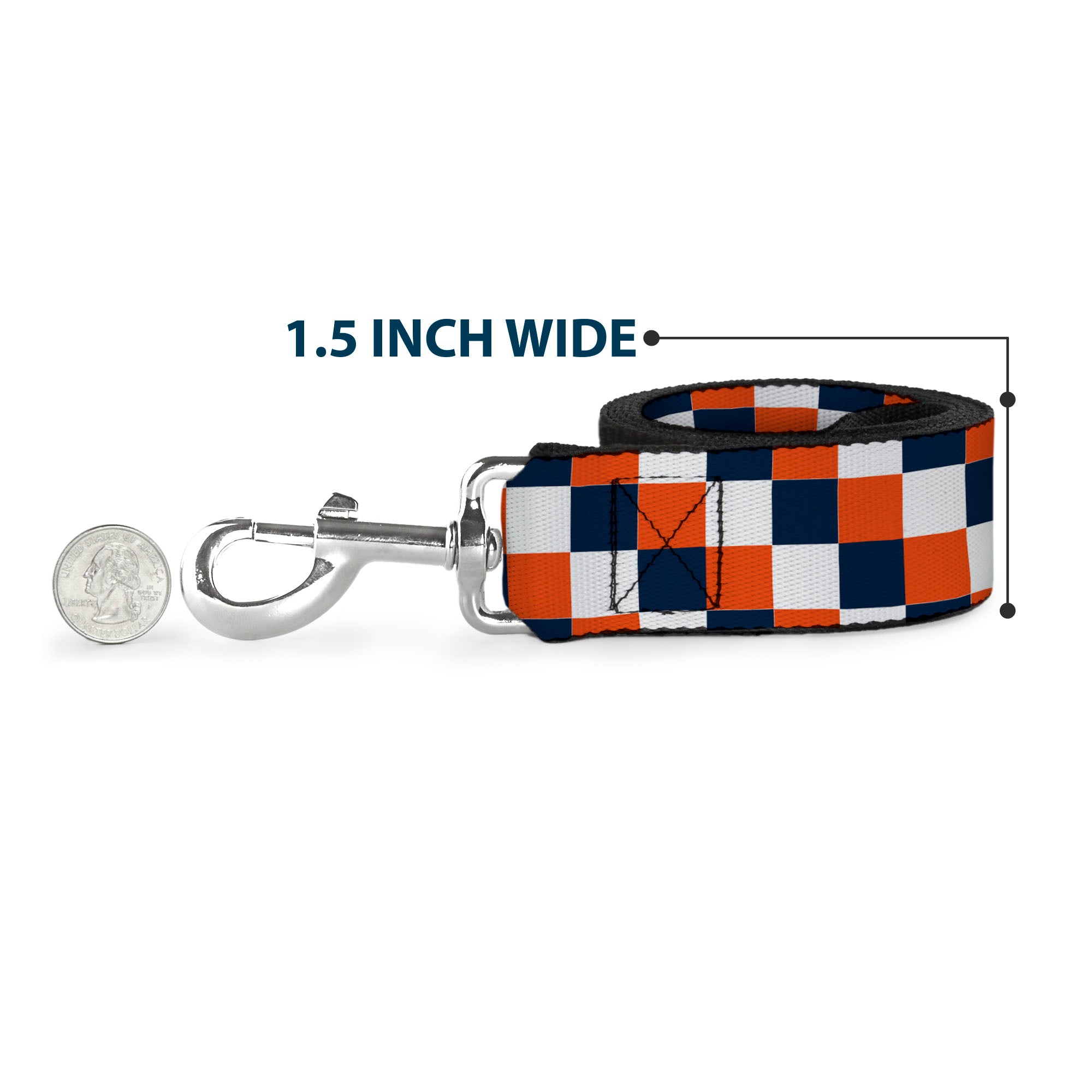Dog Leash - Checker Navy/Orange/White Dog Leashes Buckle-Down