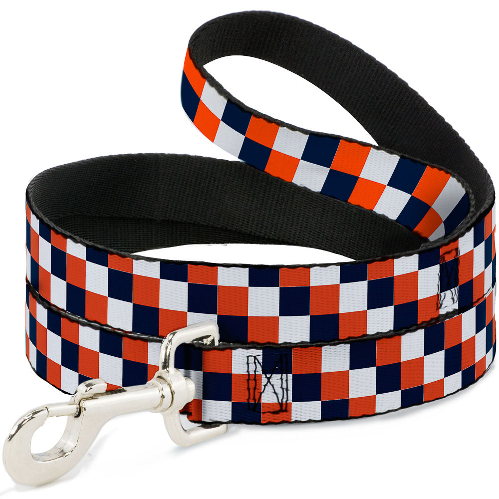 Dog Leash - Checker Navy/Orange/White Dog Leashes Buckle-Down