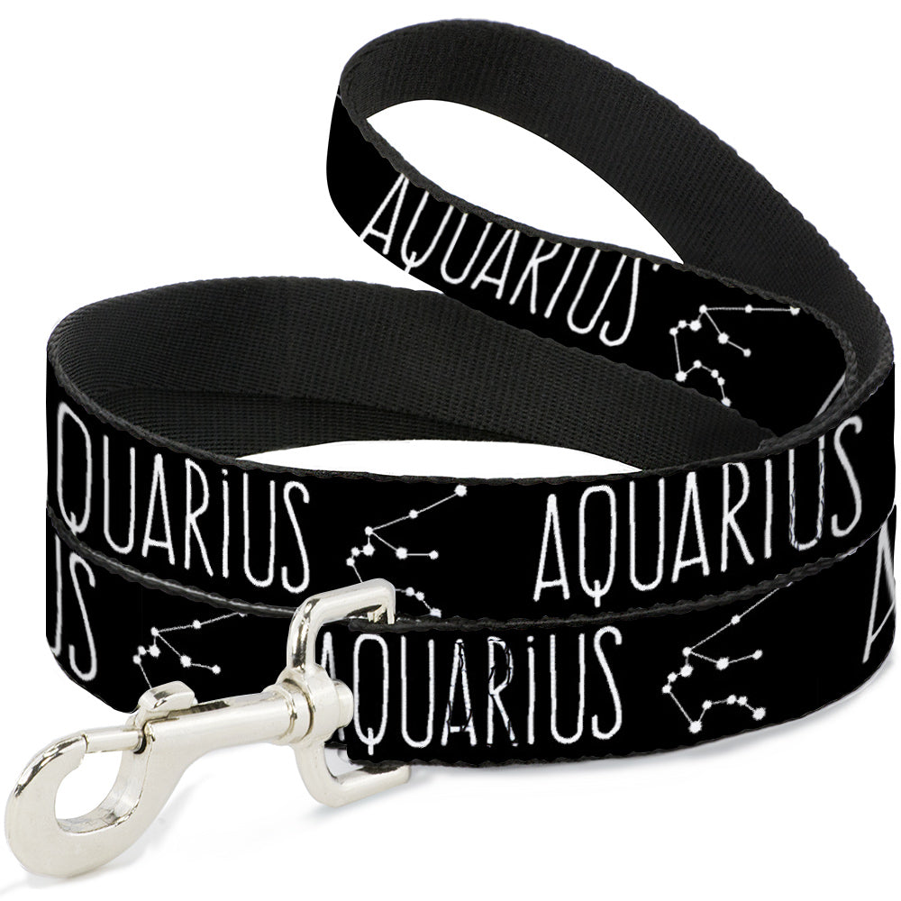 Dog Leash - Zodiac AQUARIUS/Constellation Black/White Dog Leashes Buckle-Down