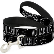 Dog Leash - Zodiac AQUARIUS/Constellation Black/White Dog Leashes Buckle-Down