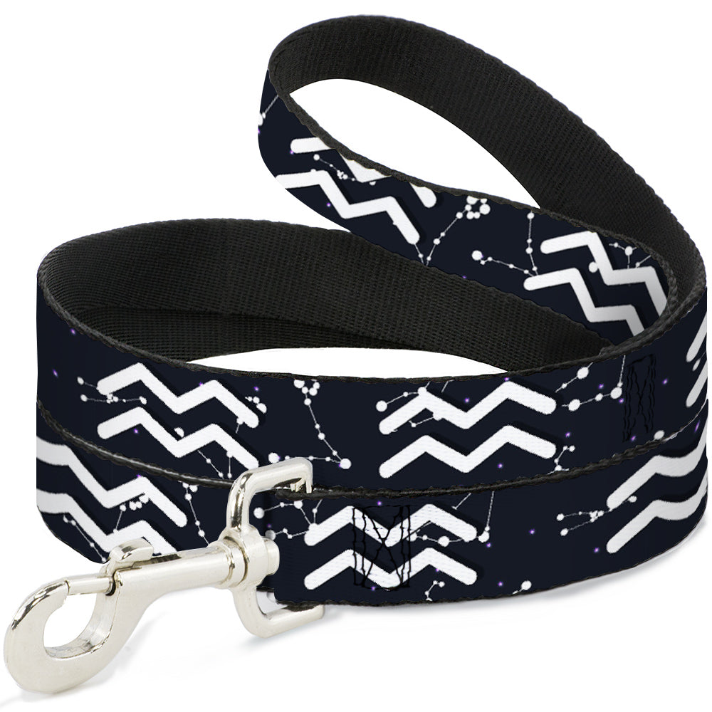 Dog Leash - Zodiac Aquarius Symbol/Constellations Black/White Dog Leashes Buckle-Down