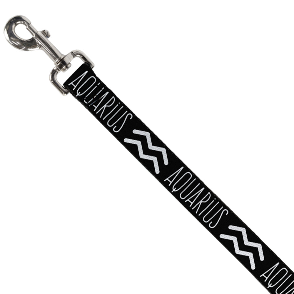 Dog Leash - Zodiac AQUARIUS/Symbol Black/White Dog Leashes Buckle-Down