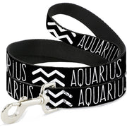 Dog Leash - Zodiac AQUARIUS/Symbol Black/White Dog Leashes Buckle-Down