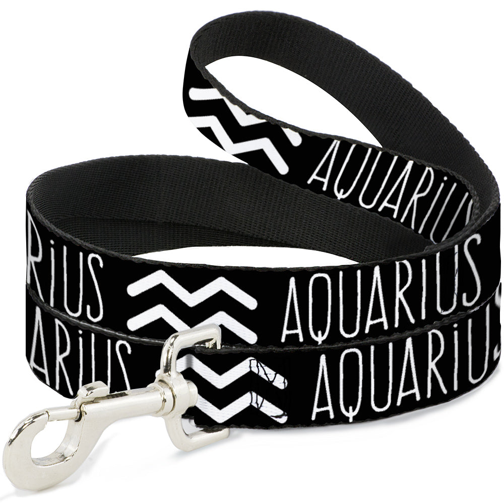 Dog Leash - Zodiac AQUARIUS/Symbol Black/White Dog Leashes Buckle-Down