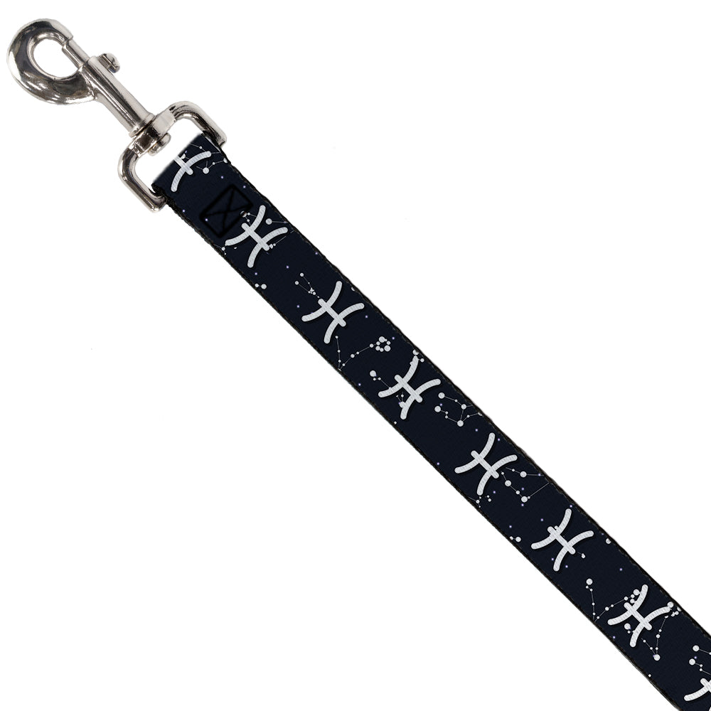 Dog Leash - Zodiac Pisces Symbol/Constellations Black/White Dog Leashes Buckle-Down