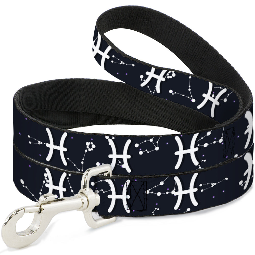 Dog Leash - Zodiac Pisces Symbol/Constellations Black/White Dog Leashes Buckle-Down