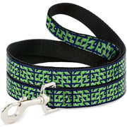 Dog Leash - Abstract Plaid White/Navy/Neon Green Dog Leashes Buckle-Down