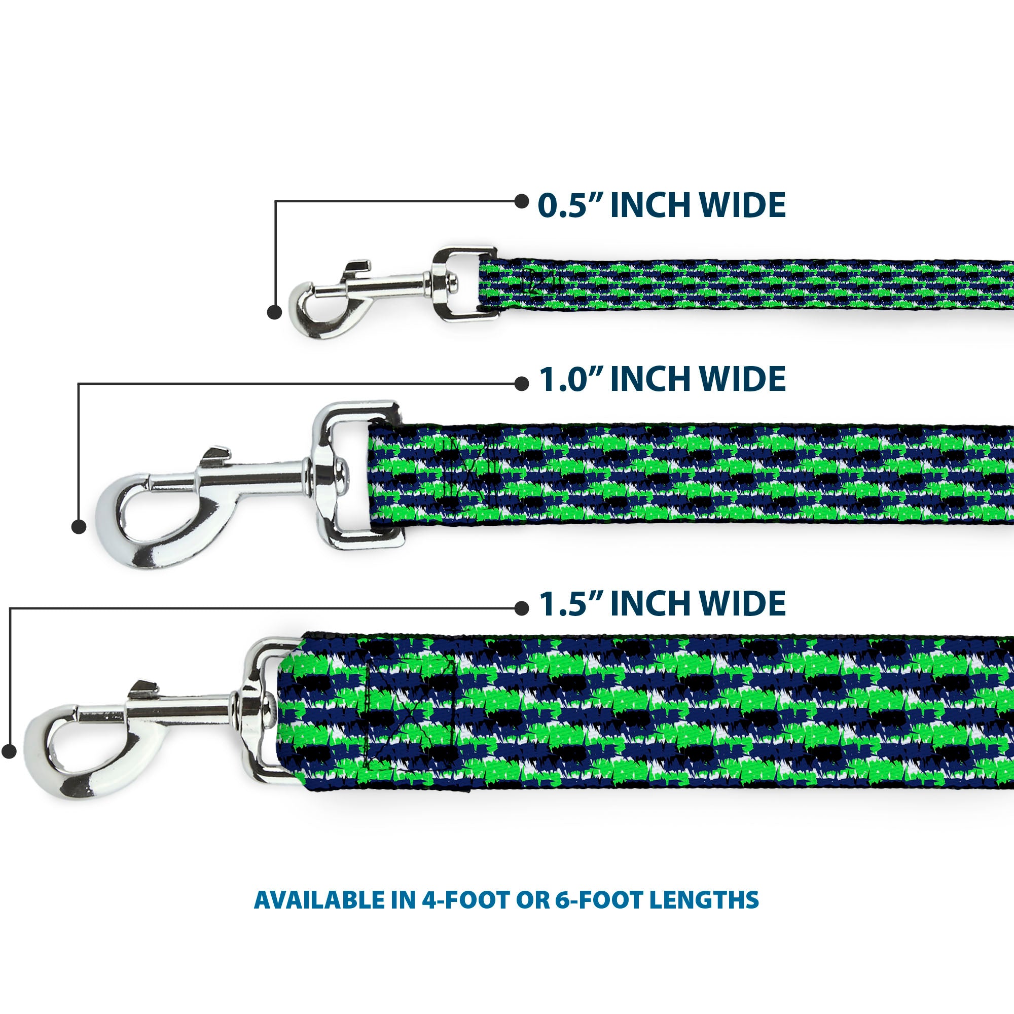 Dog Leash - Abstract Scribble Black/Blue/Neon Green Dog Leashes Buckle-Down