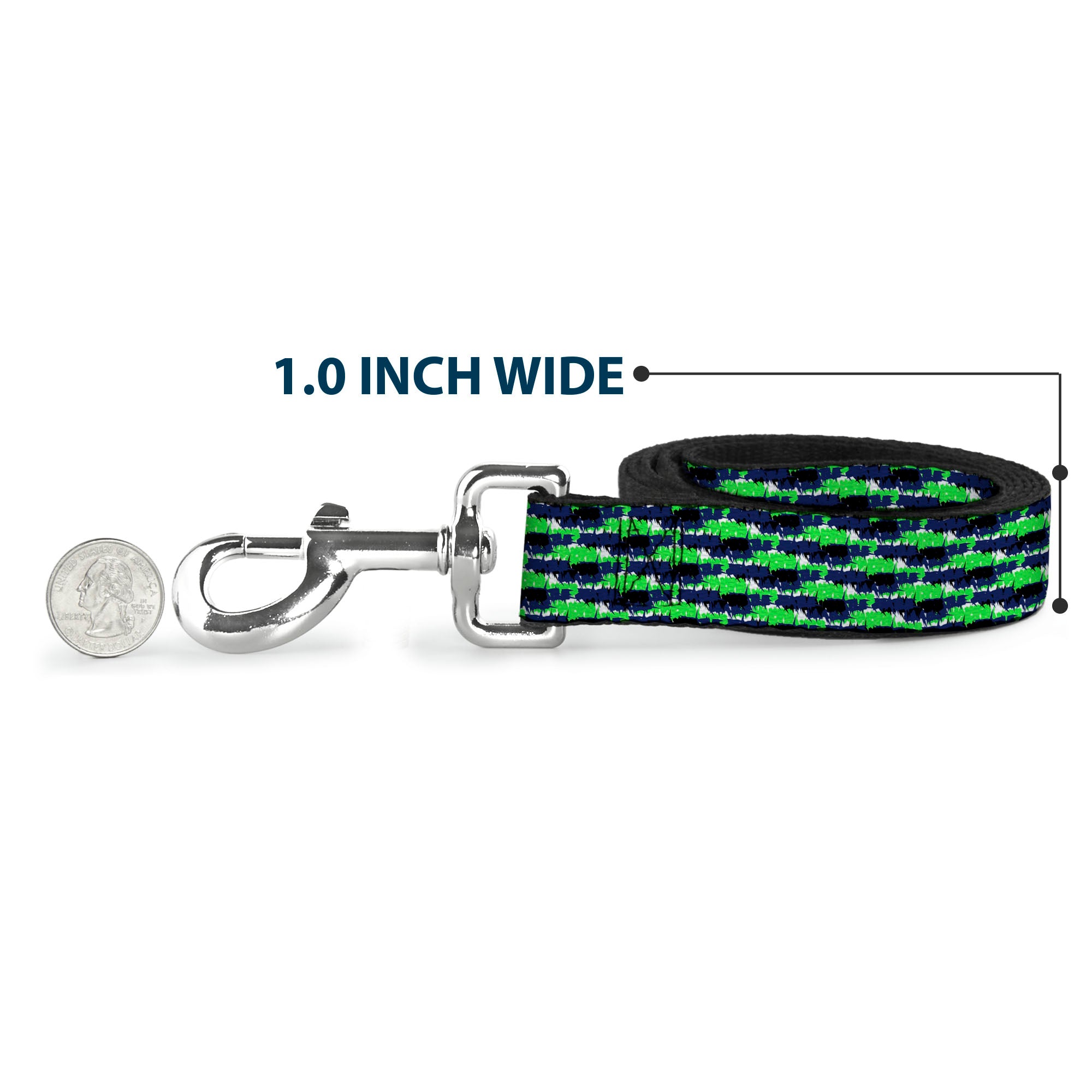 Dog Leash - Abstract Scribble Black/Blue/Neon Green Dog Leashes Buckle-Down