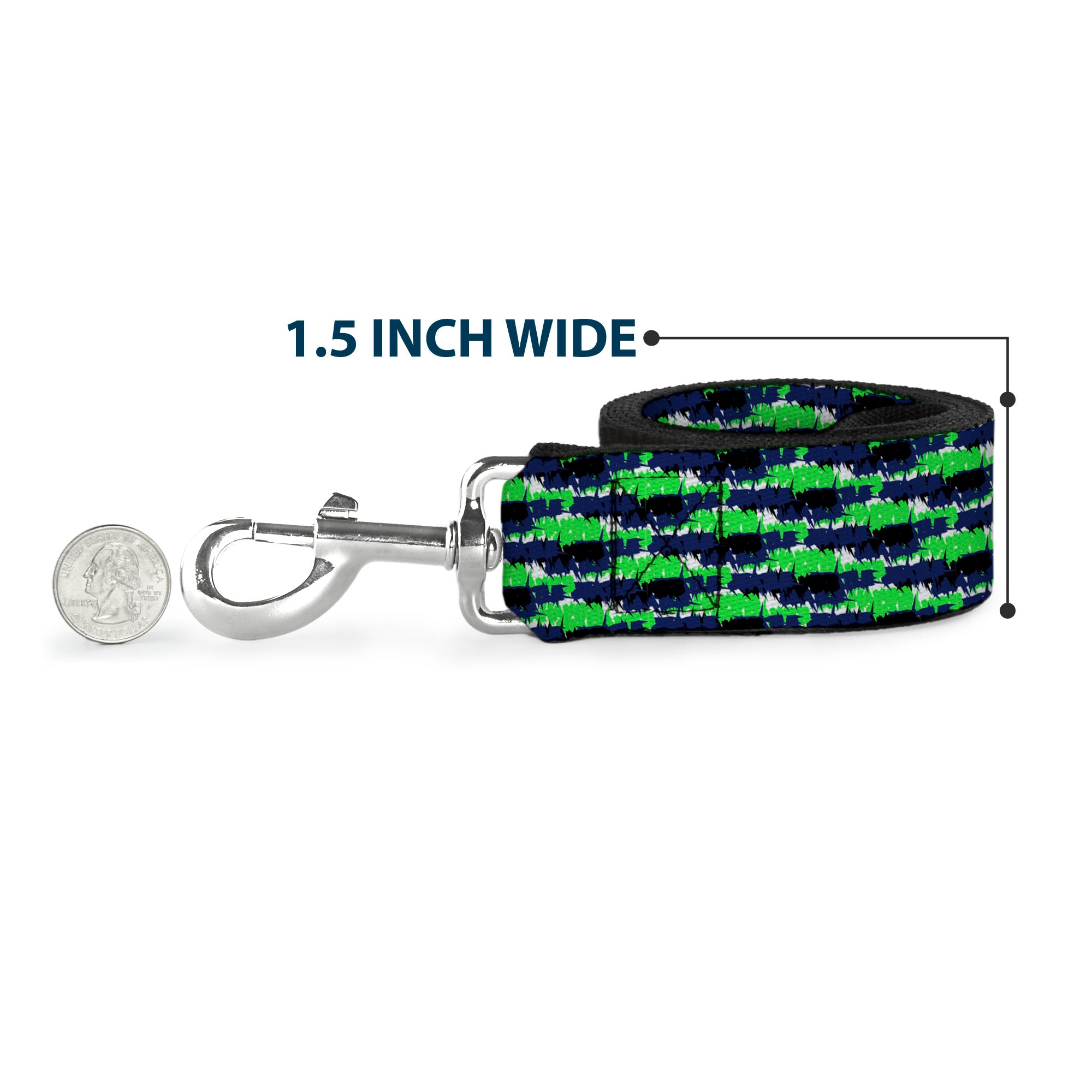 Dog Leash - Abstract Scribble Black/Blue/Neon Green Dog Leashes Buckle-Down