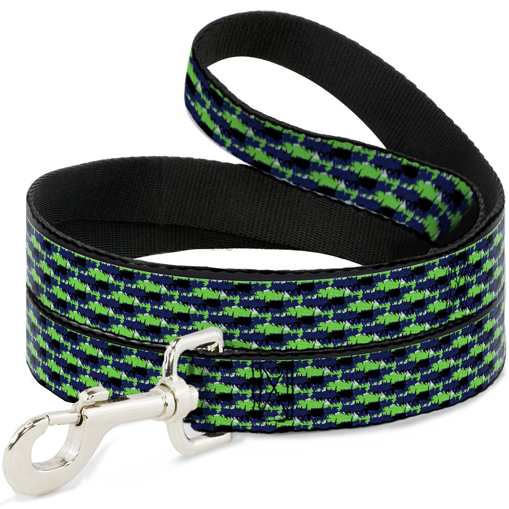 Dog Leash - Abstract Scribble Black/Blue/Neon Green Dog Leashes Buckle-Down