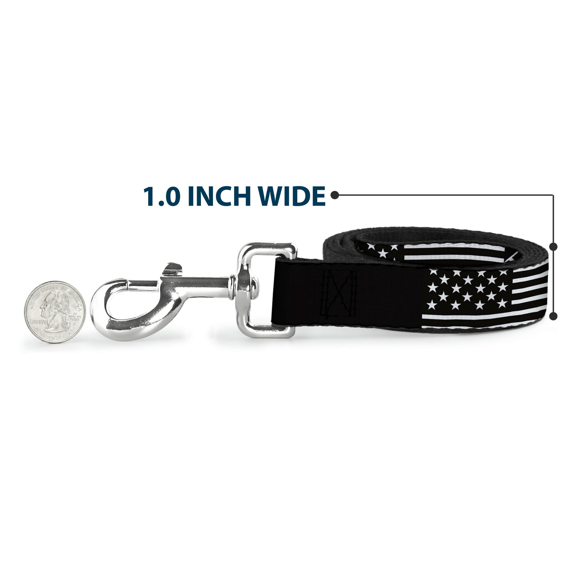 Dog Leash - Americana Flag/WE THE PEOPLE Black/White Dog Leashes Buckle-Down