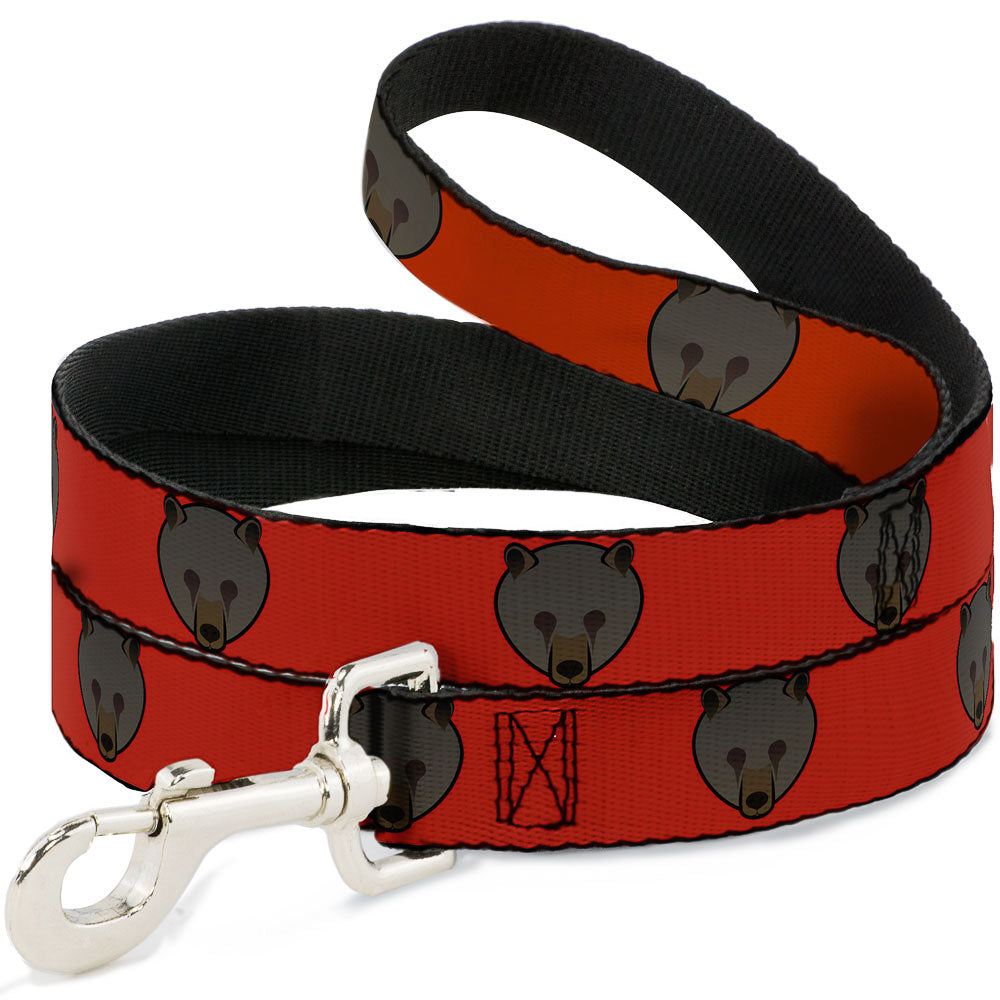 Dog Leash - Brown Bear Repeat Orange Dog Leashes Buckle-Down