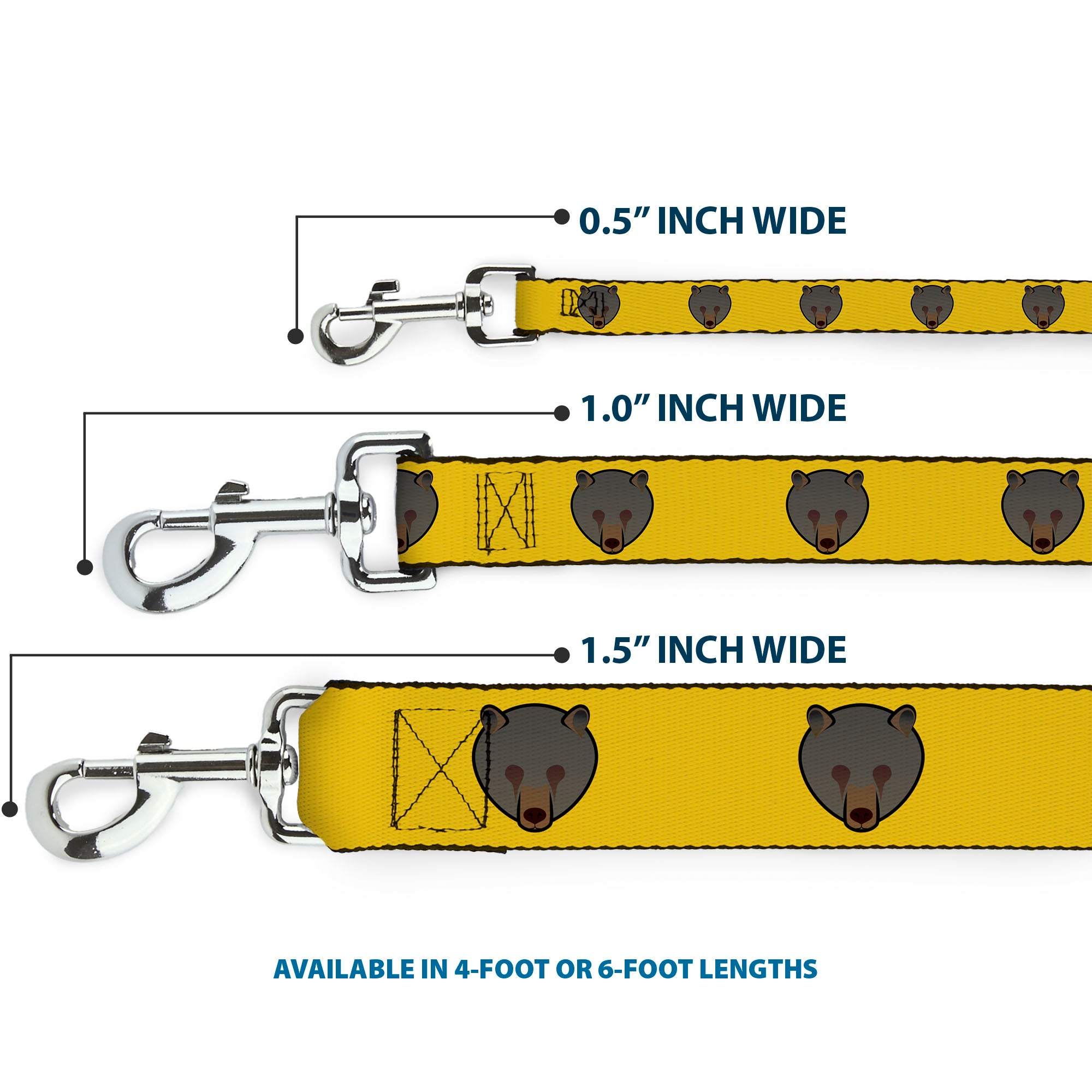 Dog Leash - Brown Bear Repeat Yellow Dog Leashes Buckle-Down