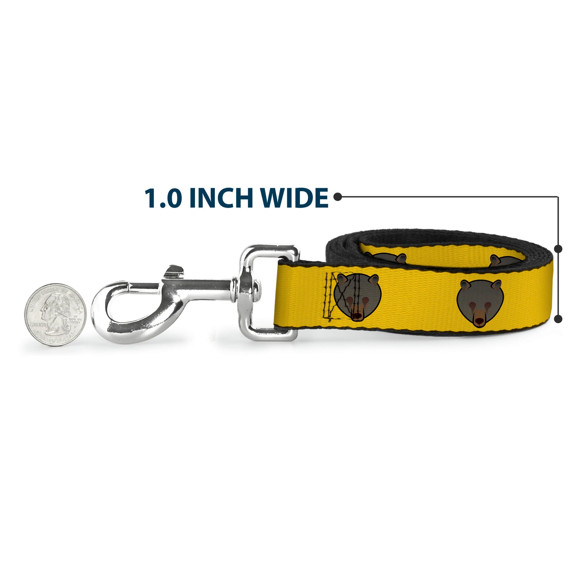 Dog Leash - Brown Bear Repeat Yellow Dog Leashes Buckle-Down