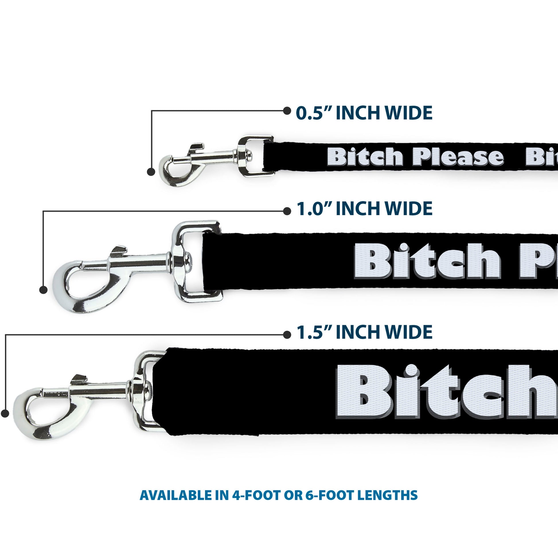 Buckle-Down Dog Leash - BITCH PLEASE Black/White Dog Leashes Buckle-Down