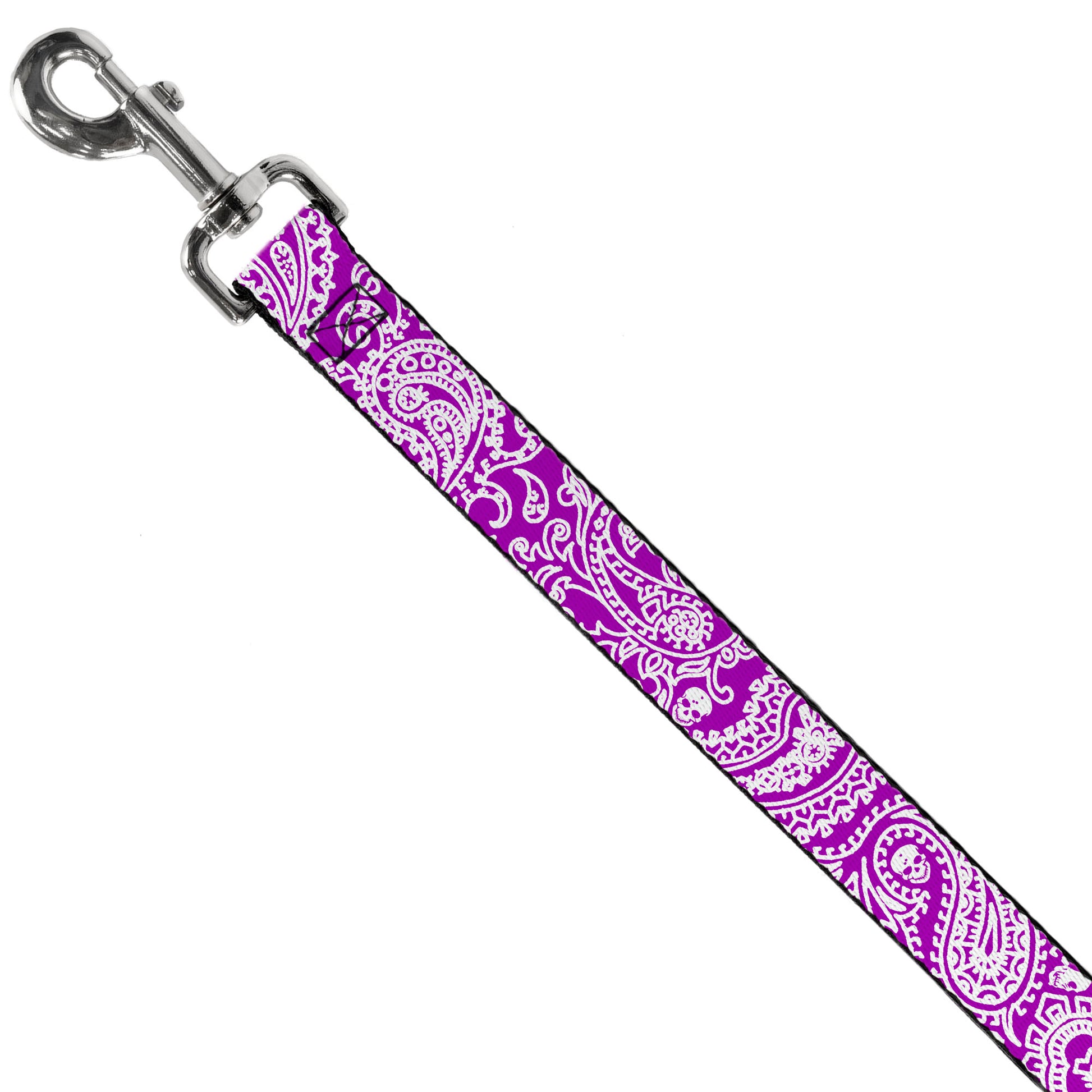 Dog Leash - Bandana/Skulls Purple/White Dog Leashes Buckle-Down