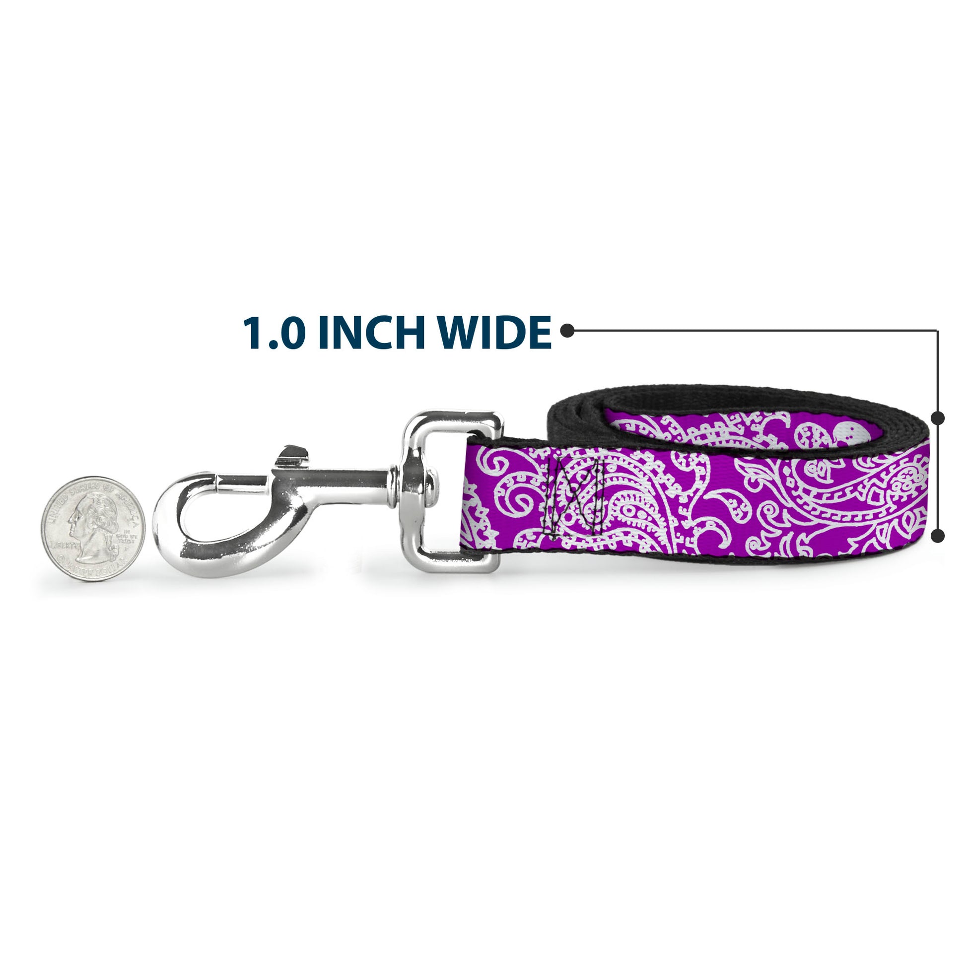 Dog Leash - Bandana/Skulls Purple/White Dog Leashes Buckle-Down
