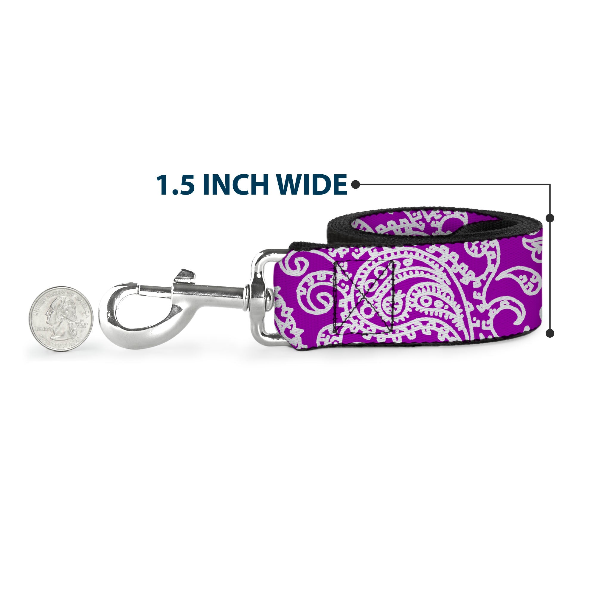Dog Leash - Bandana/Skulls Purple/White Dog Leashes Buckle-Down