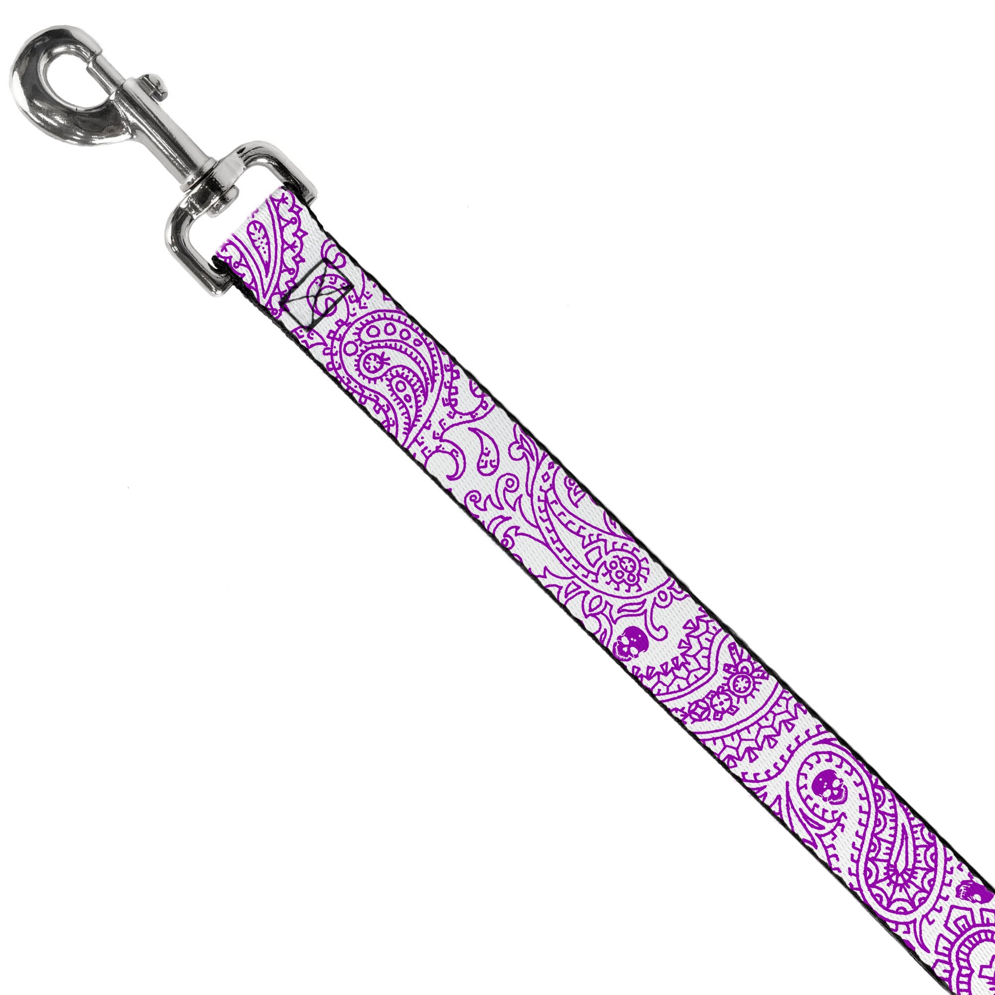 Dog Leash - Bandana/Skulls White/Purple Dog Leashes Buckle-Down