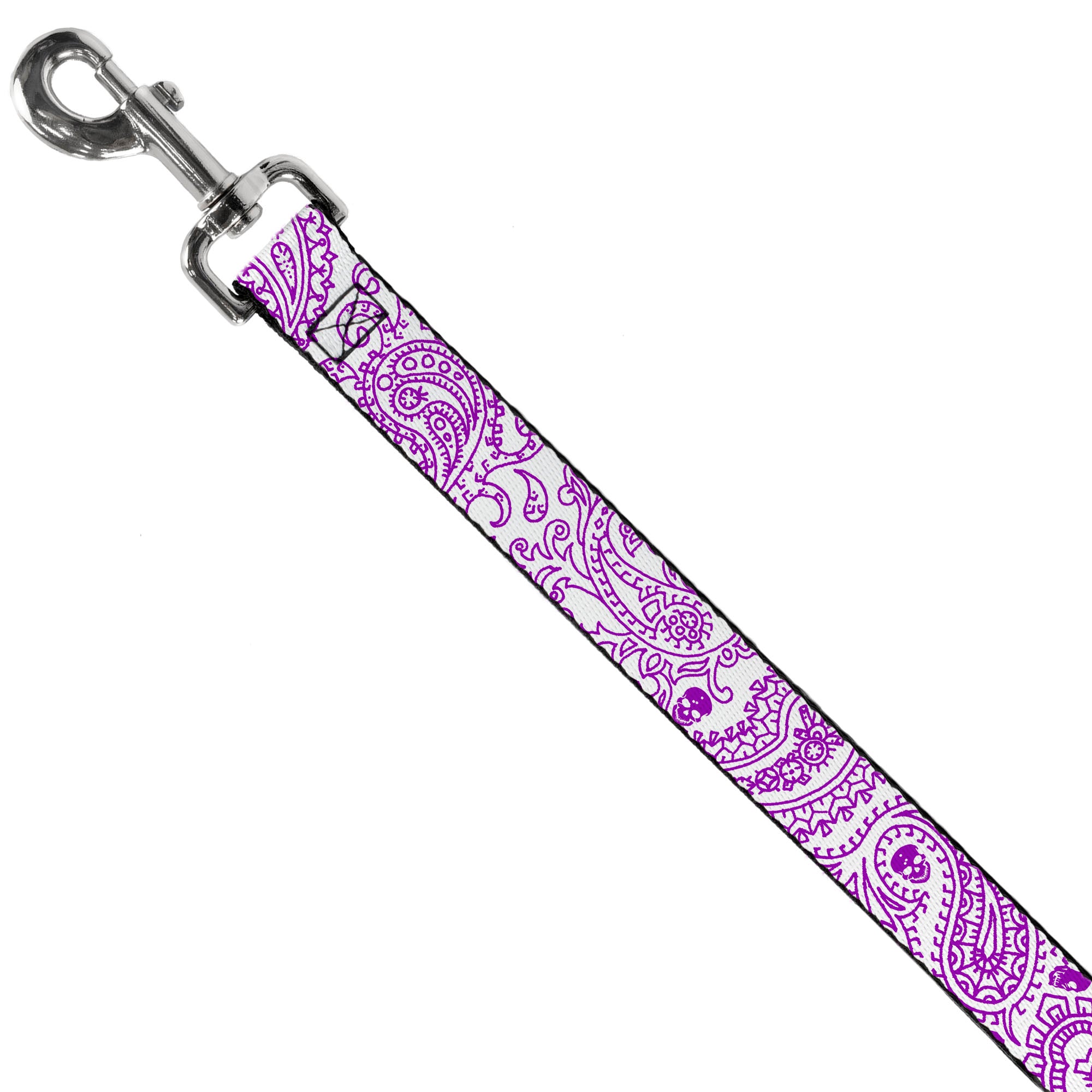 Dog Leash - Bandana/Skulls White/Purple Dog Leashes Buckle-Down