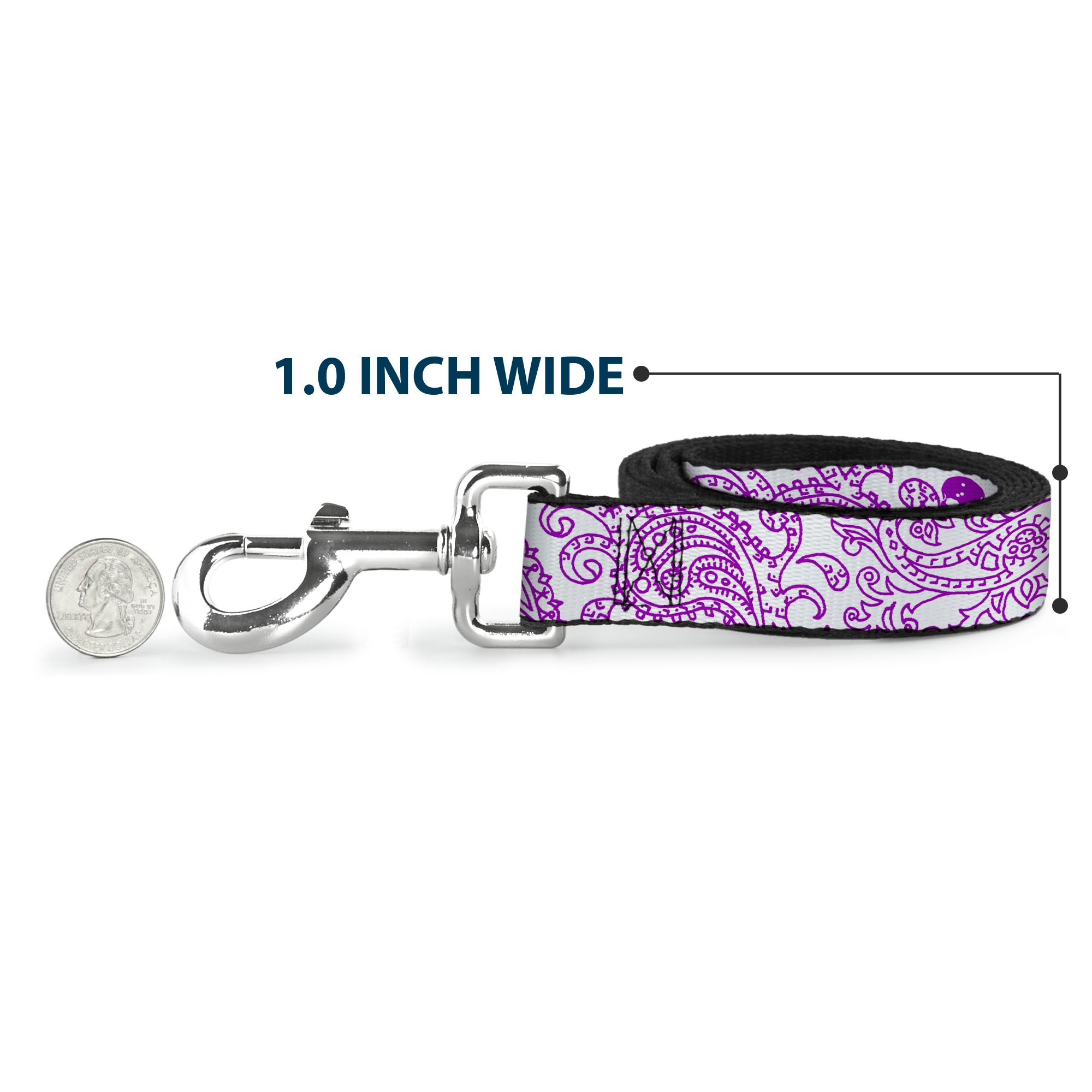 Dog Leash - Bandana/Skulls White/Purple Dog Leashes Buckle-Down