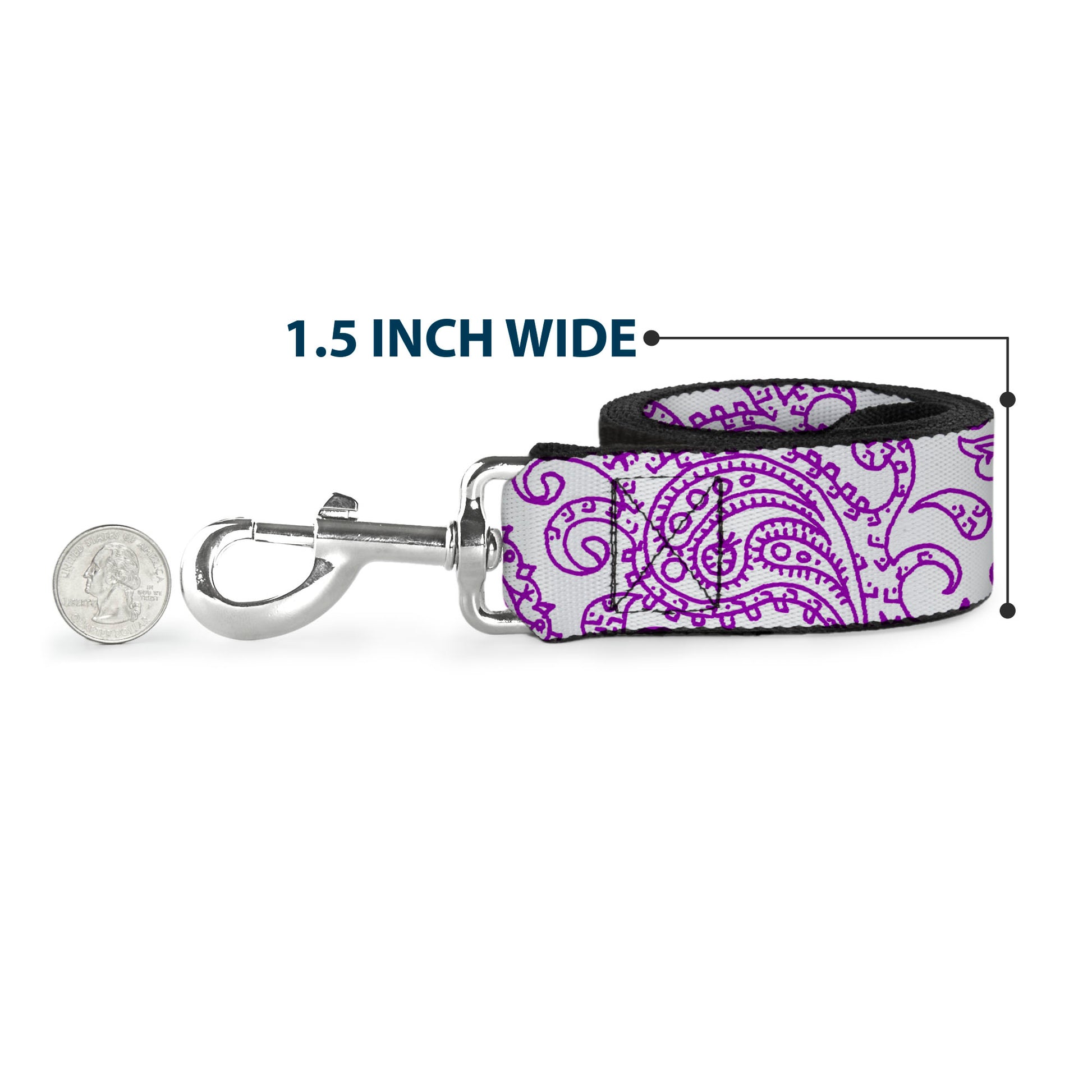Dog Leash - Bandana/Skulls White/Purple Dog Leashes Buckle-Down
