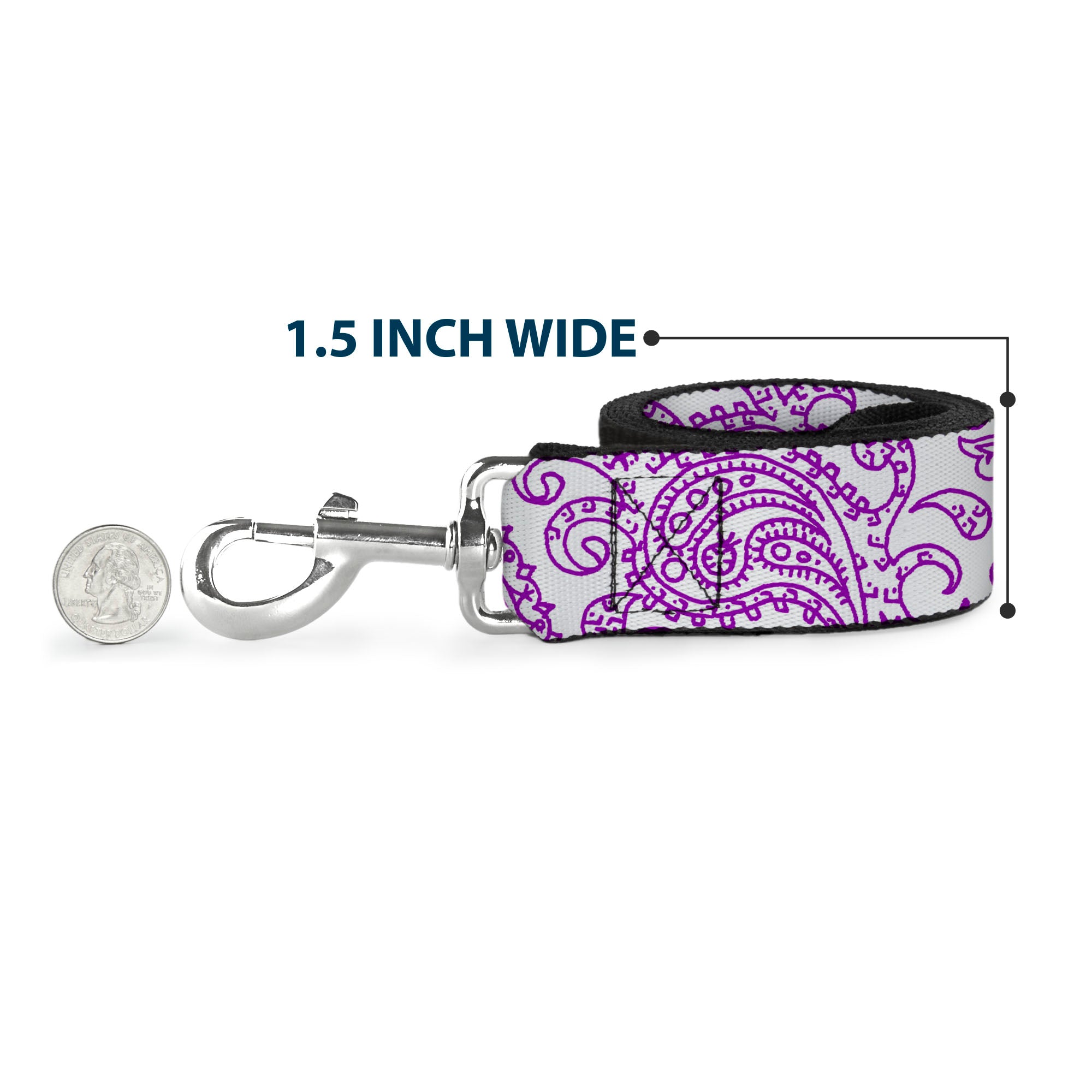 Dog Leash - Bandana/Skulls White/Purple Dog Leashes Buckle-Down