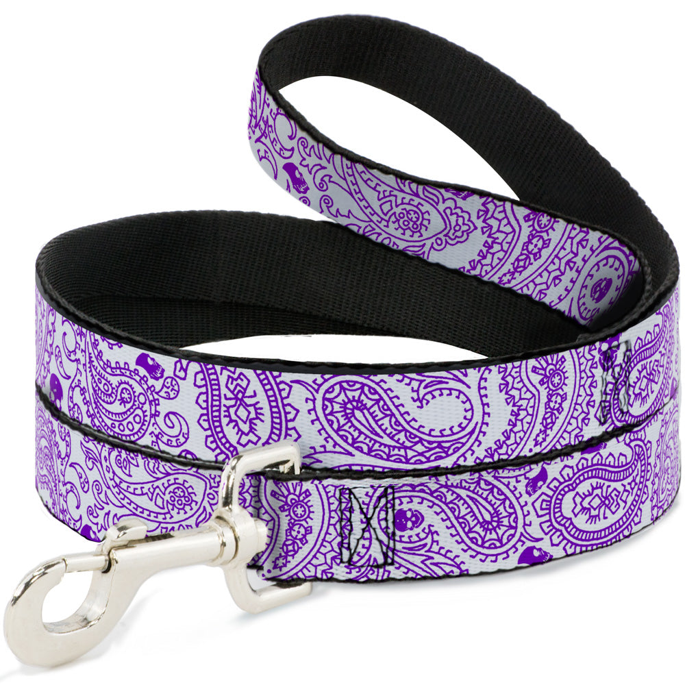 Dog Leash - Bandana/Skulls White/Purple Dog Leashes Buckle-Down