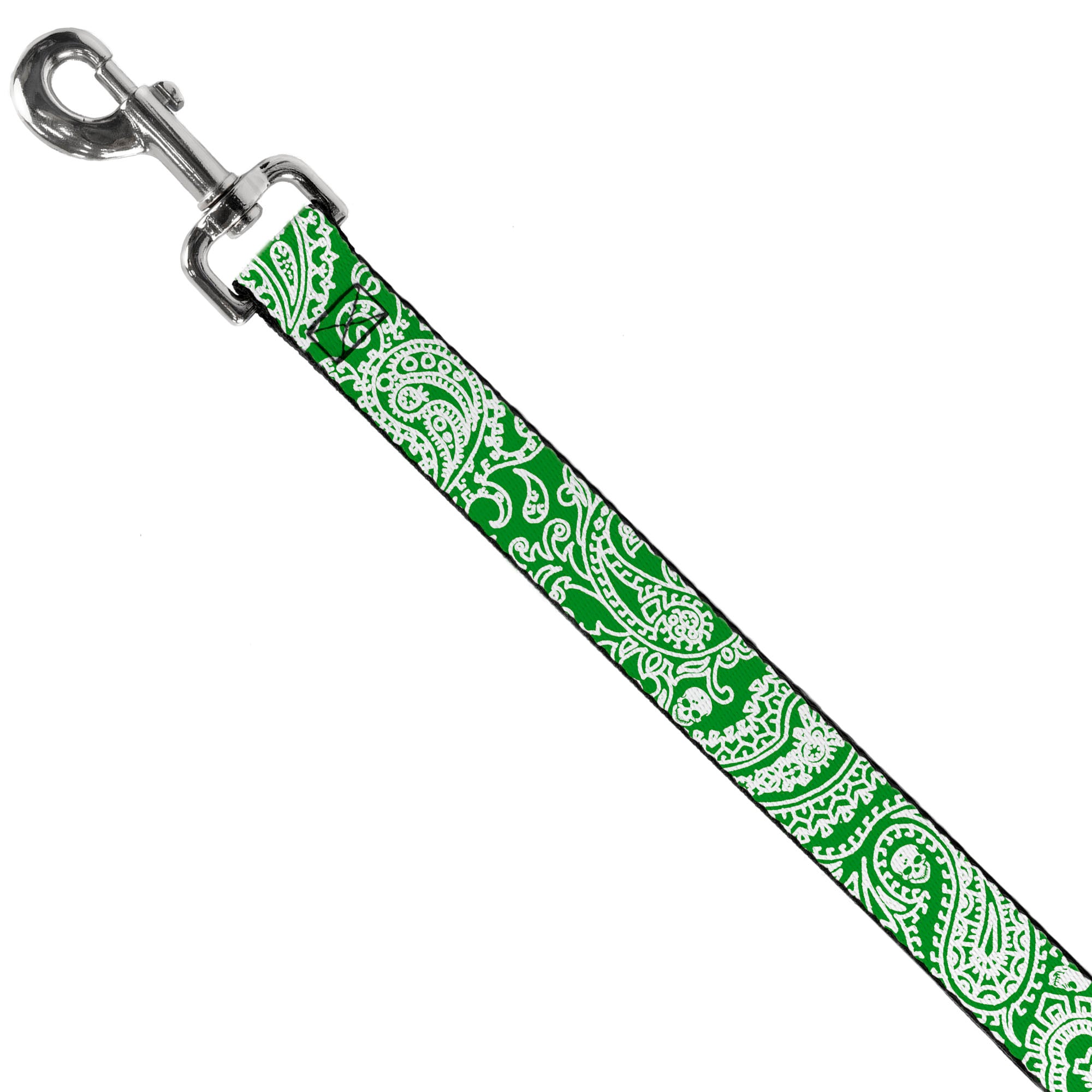 Dog Leash - Bandana/Skulls Irish Green/White Dog Leashes Buckle-Down