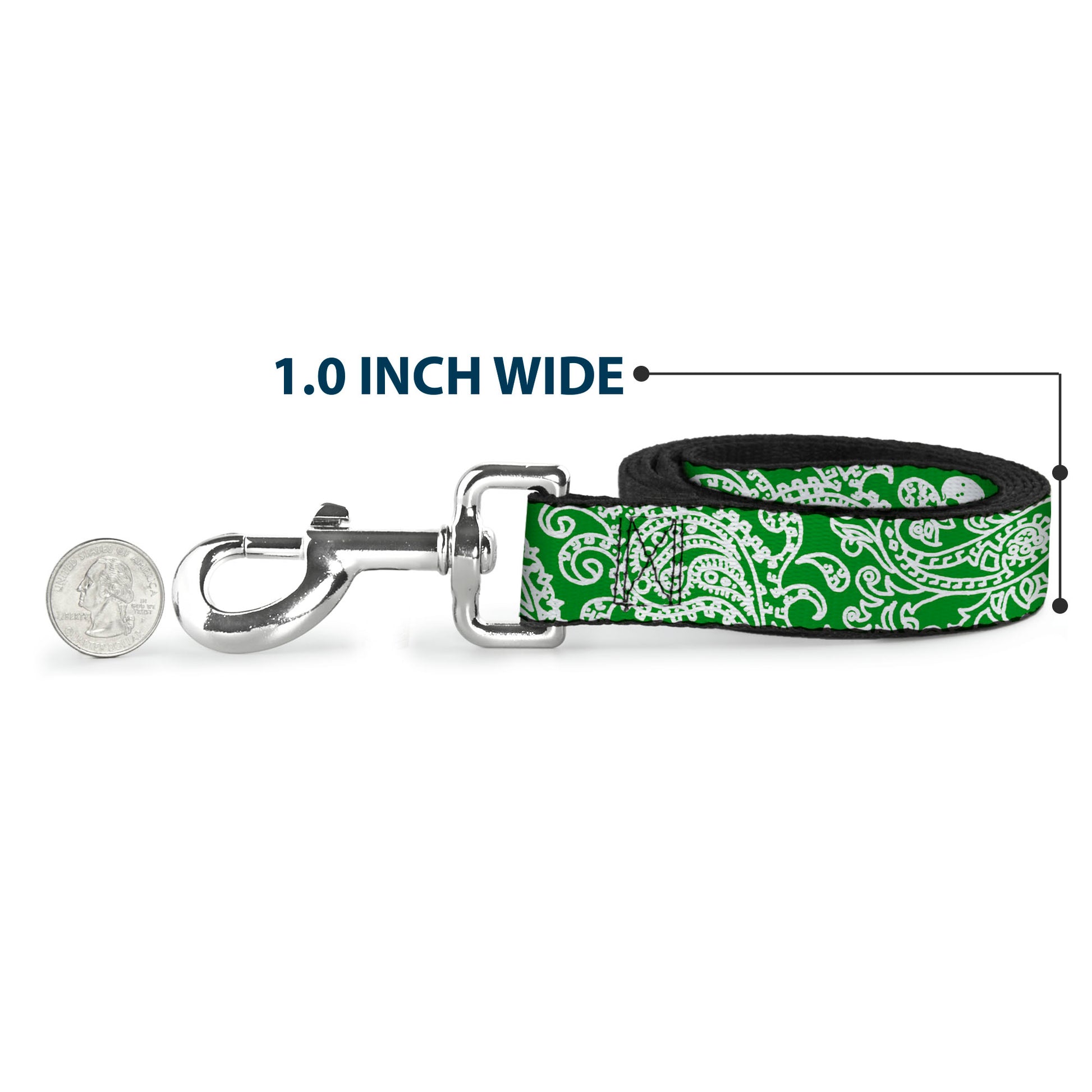 Dog Leash - Bandana/Skulls Irish Green/White Dog Leashes Buckle-Down