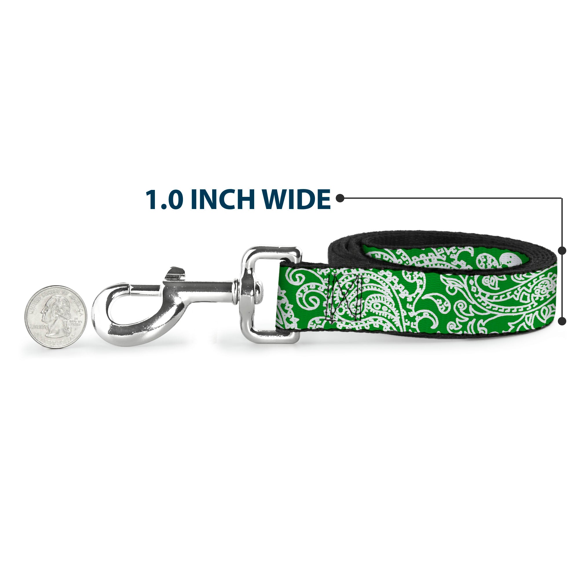 Dog Leash - Bandana/Skulls Irish Green/White Dog Leashes Buckle-Down