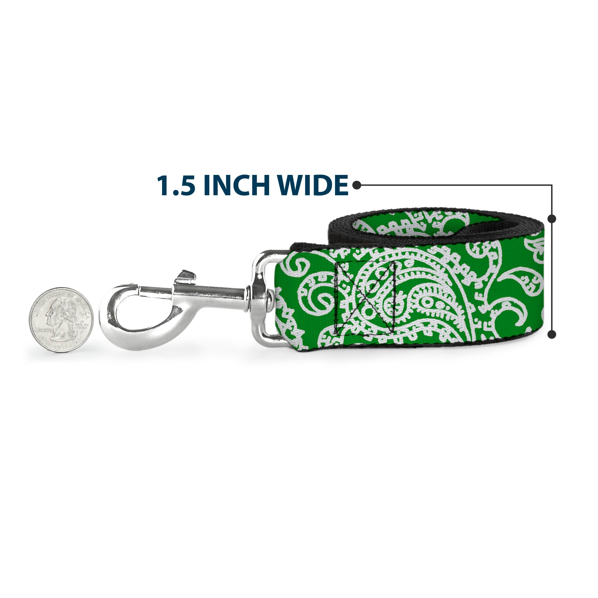 Dog Leash - Bandana/Skulls Irish Green/White Dog Leashes Buckle-Down