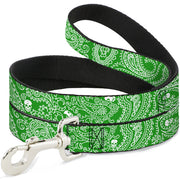 Dog Leash - Bandana/Skulls Irish Green/White Dog Leashes Buckle-Down