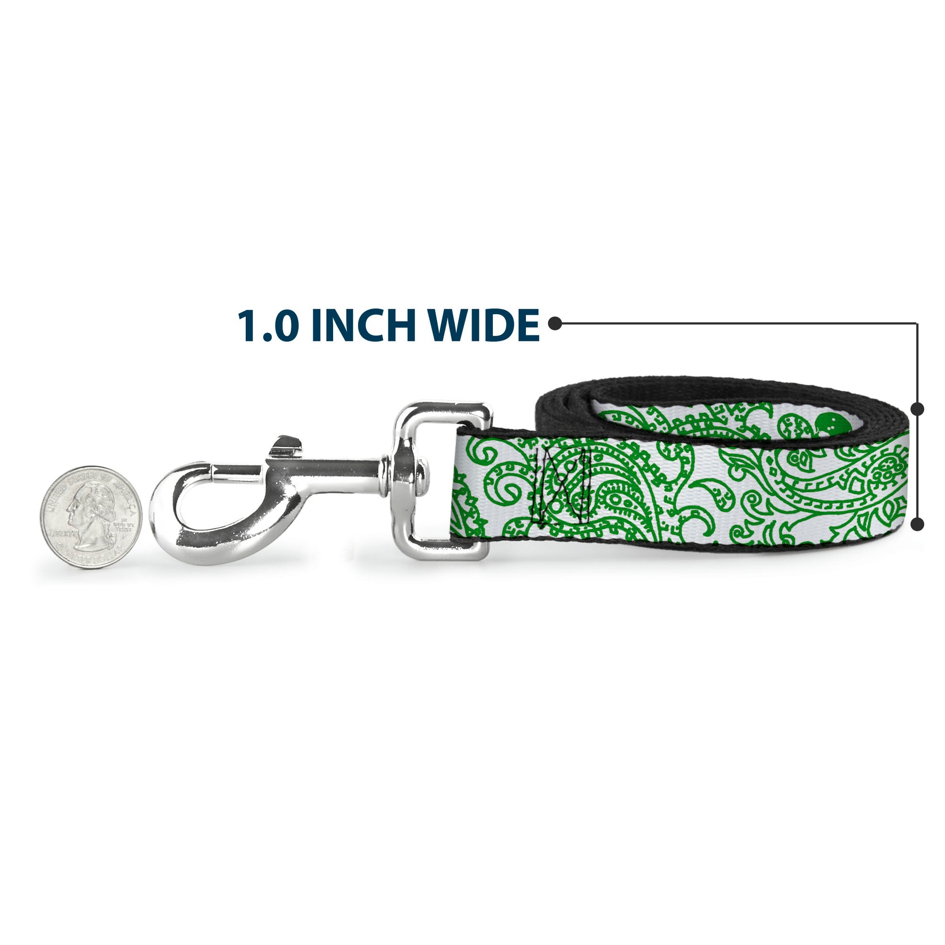Dog Leash - Bandana/Skulls White/Irish Green Dog Leashes Buckle-Down