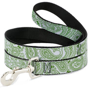 Dog Leash - Bandana/Skulls White/Irish Green Dog Leashes Buckle-Down