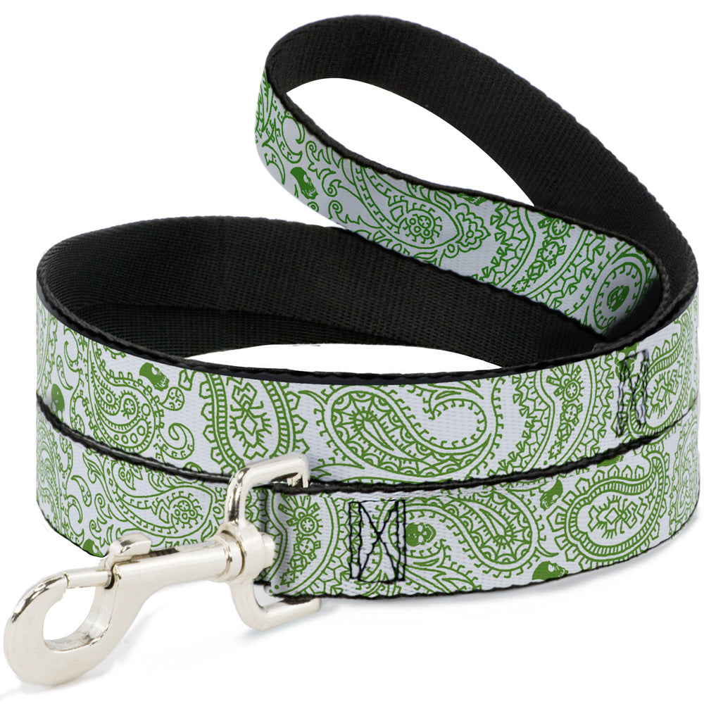 Dog Leash - Bandana/Skulls White/Irish Green Dog Leashes Buckle-Down
