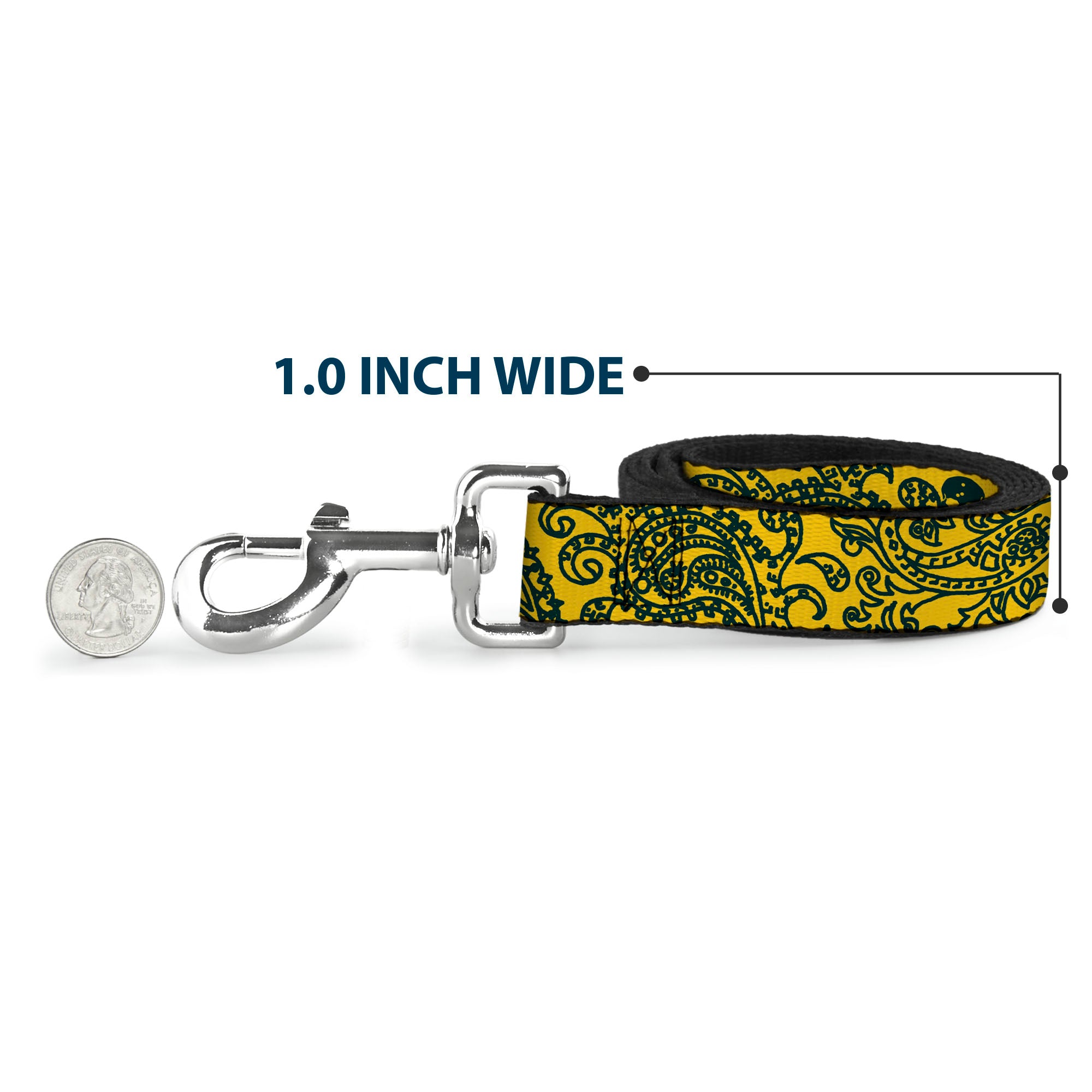 Dog Leash - Bandana/Skulls Gold/Green Dog Leashes Buckle-Down
